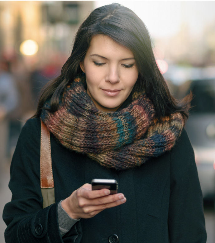 lady looking at the phone