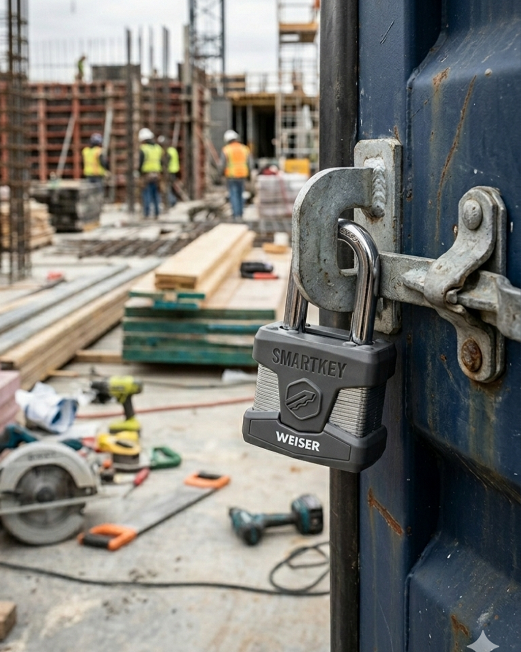 Padlock on job-site
