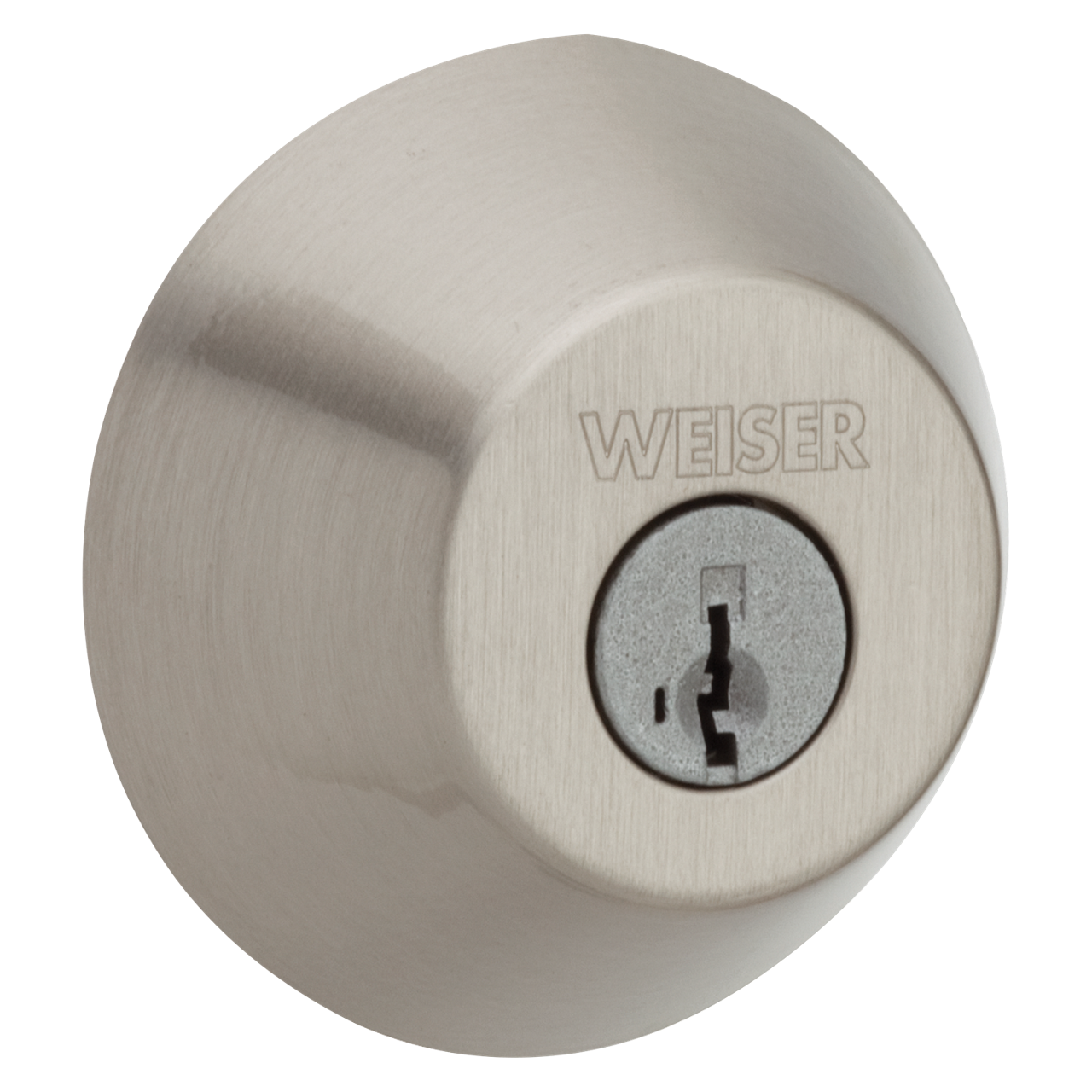 Weiser Single-Cylinder Round Deadbolt Door Lock, Nickel