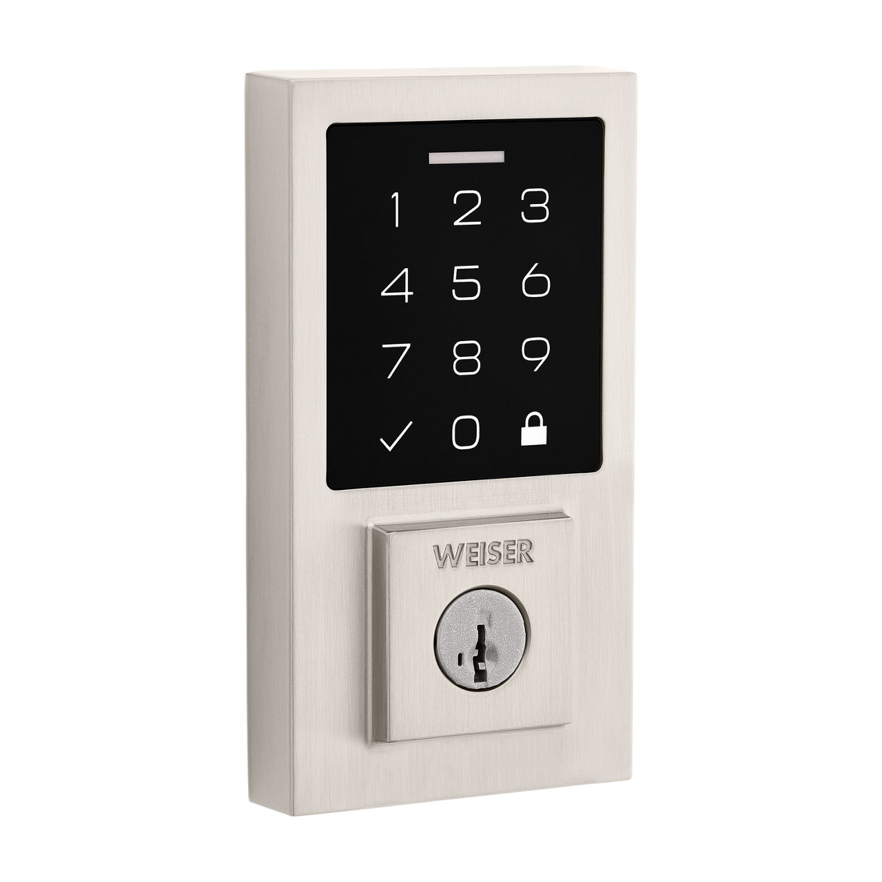 Weiser Elements Satin Nickel Keyless Entry Door Lock/Deadbolt Lock,  5-Button Keypad Door Lock with Auto Lock and 12-Month Battery Life,  Electronic Door Locks for Front Door, Modern Home Décor, Deadbolts 