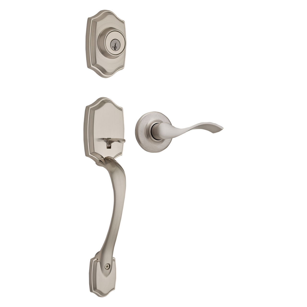 Elements Kingsway x Yukon Satin Nickel Exterior Door Handle Set/Entry Door  Lock with Key