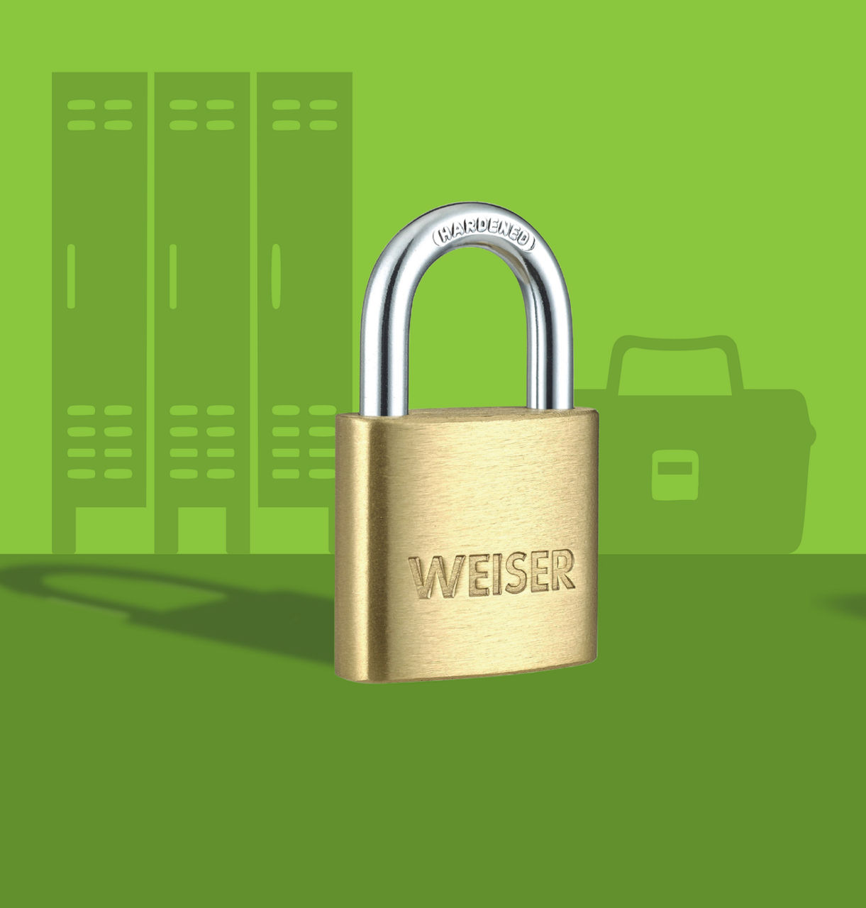 Padlock on light green background