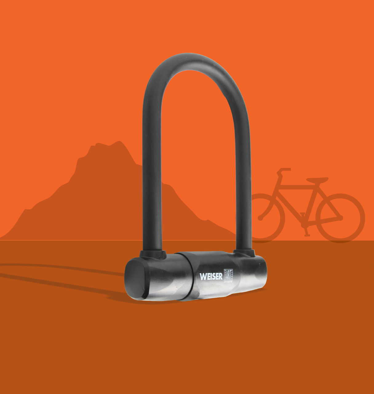 Padlock on orange background