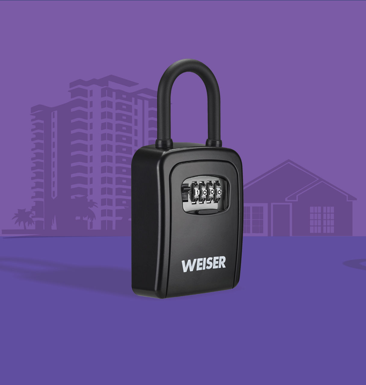 Padlock on purple background