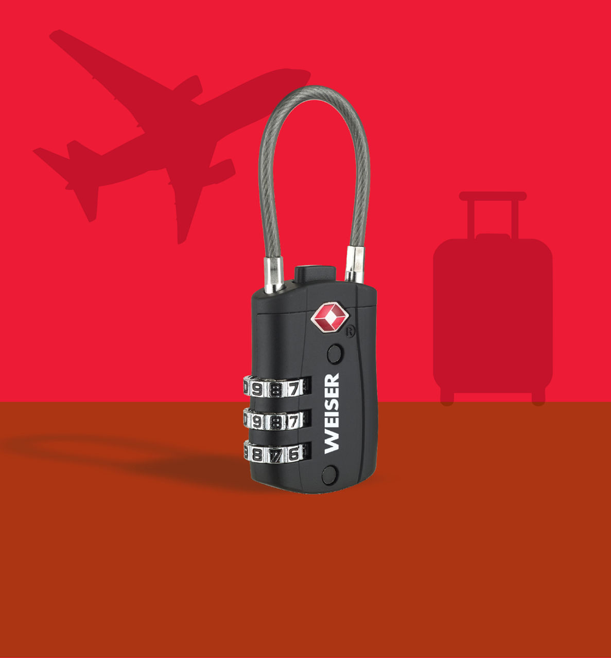 Padlock on red background