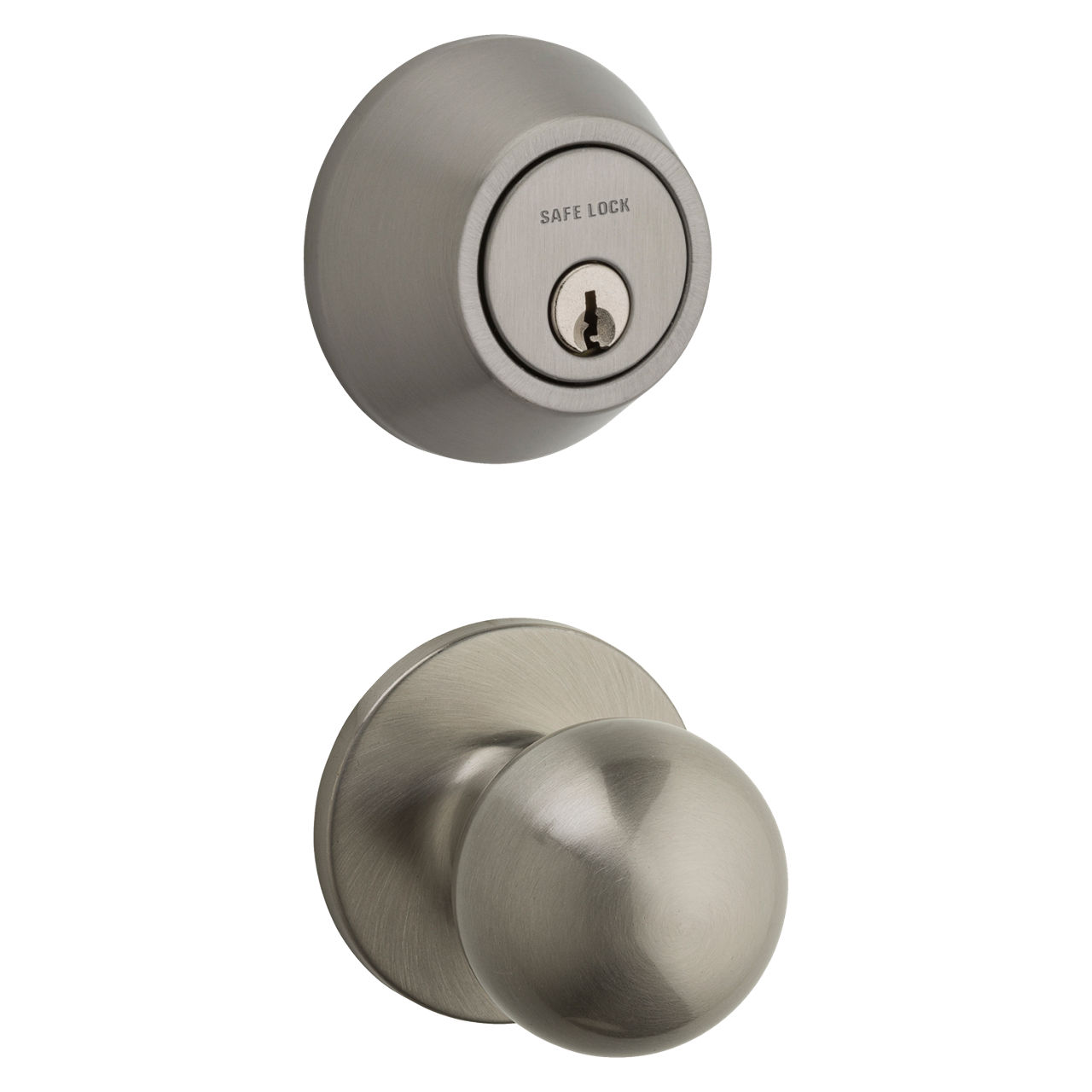 Weiser Fairfax Ball Door Knob & Deadbolt Lock Combo Pack, Satin Nickel