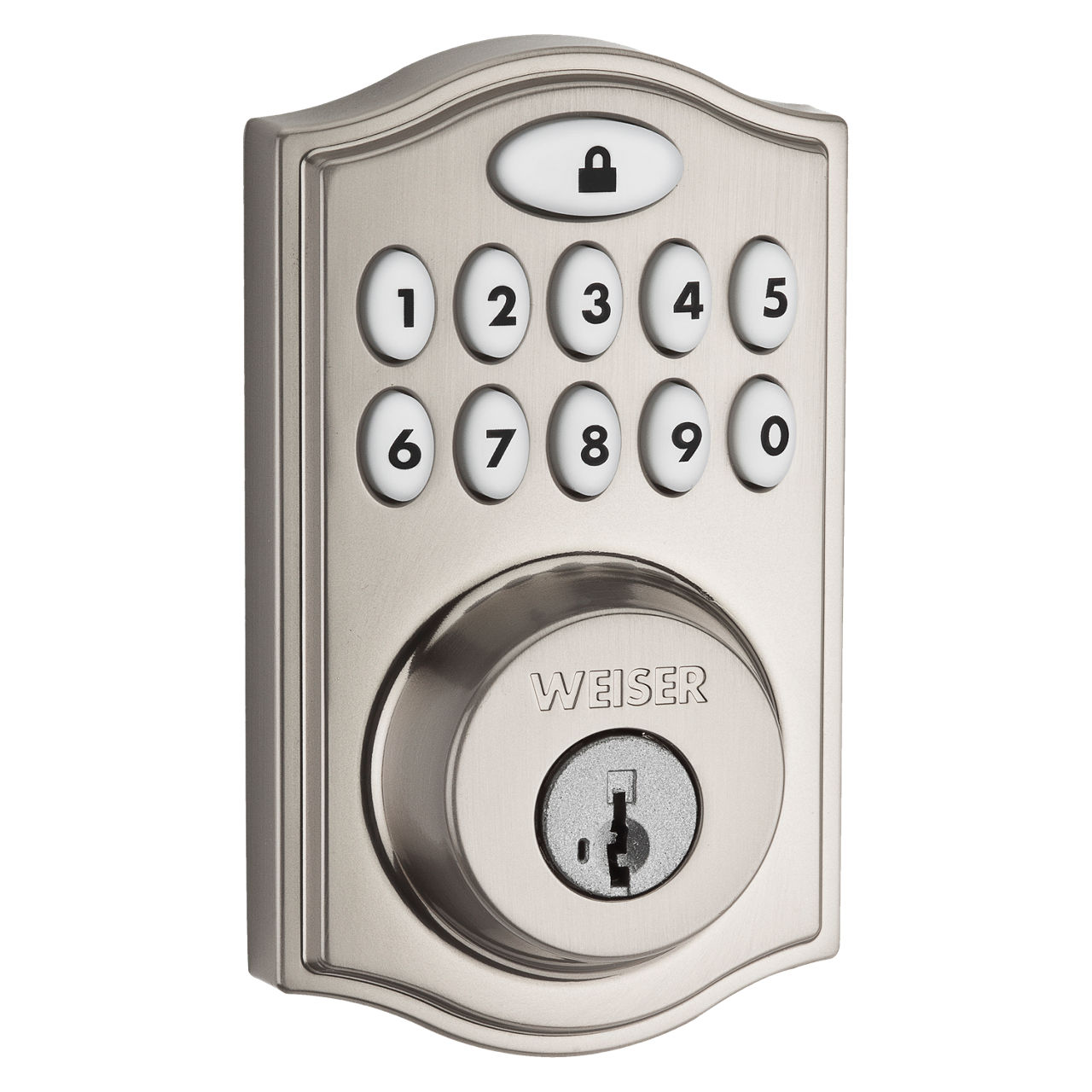 Weiser SmartCode 10 Electronic Residential Keypad Deadbolt Door Lock with  Lever, Satin Nickel