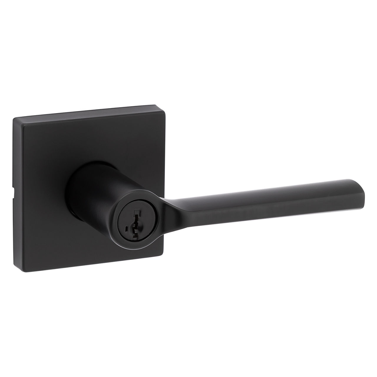 Lisbon Iron Black Square Exterior Entry Door Lever featuring SmartKey Security Lisbon Iron Black Square Exterior Entry Door Lever featuring SmartKey Security