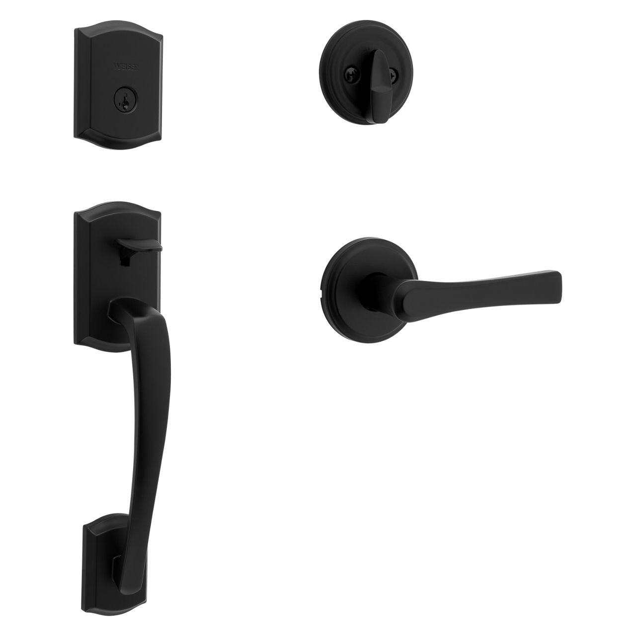 Kwikset Prague Matte Black Single Cylinder Entry Door Handleset