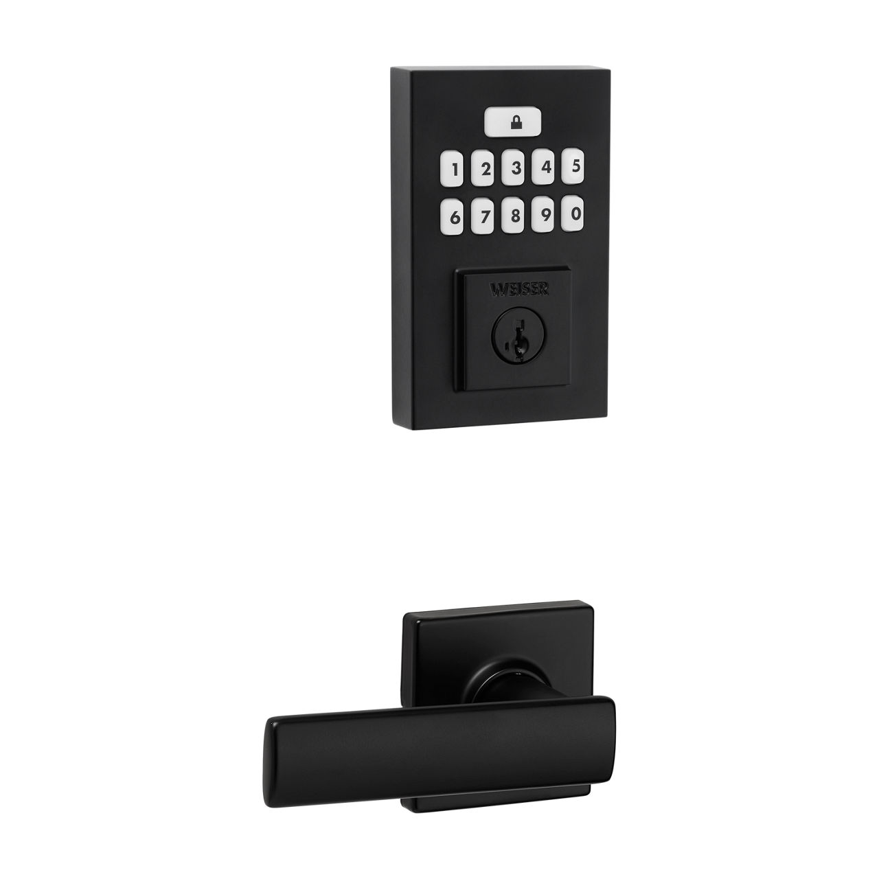 SmartCode Contemporary Electronic Deadbolt with Breton Lever - featuring SmartKey