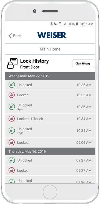 Weiser App Lock History